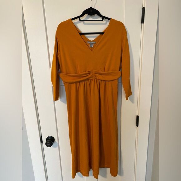 Jessica London NWOT Size 14W Plus Knit‎ Surplice Midi Day Dress Ultra Orange - Picture 4 of 6
